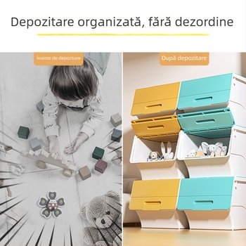 Ou hao Cutie mare de depozitare pentru uz casnic, cu deschidere frontală și capac, material PP, multifuncțională, anti-praf, stil desen animat