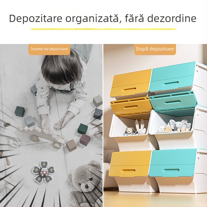 Ou hao Cutie mare de depozitare pentru uz casnic, cu deschidere frontală și capac, material PP, multifuncțională, anti-praf, stil desen animat