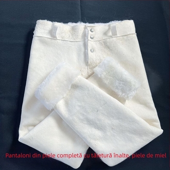 Pantaloni din piele de oaie cu căptușeală într-o singură bucată, croială strânsă, iarna 2023