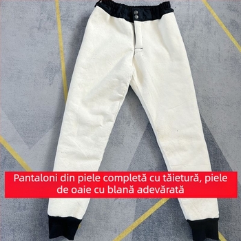 Pantaloni din piele de oaie cu căptușeală într-o singură bucată, croială strânsă, iarna 2023
