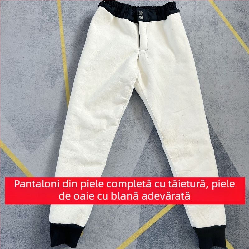 Pantaloni din piele de oaie cu căptușeală într-o singură bucată, croială strânsă, iarna 2023