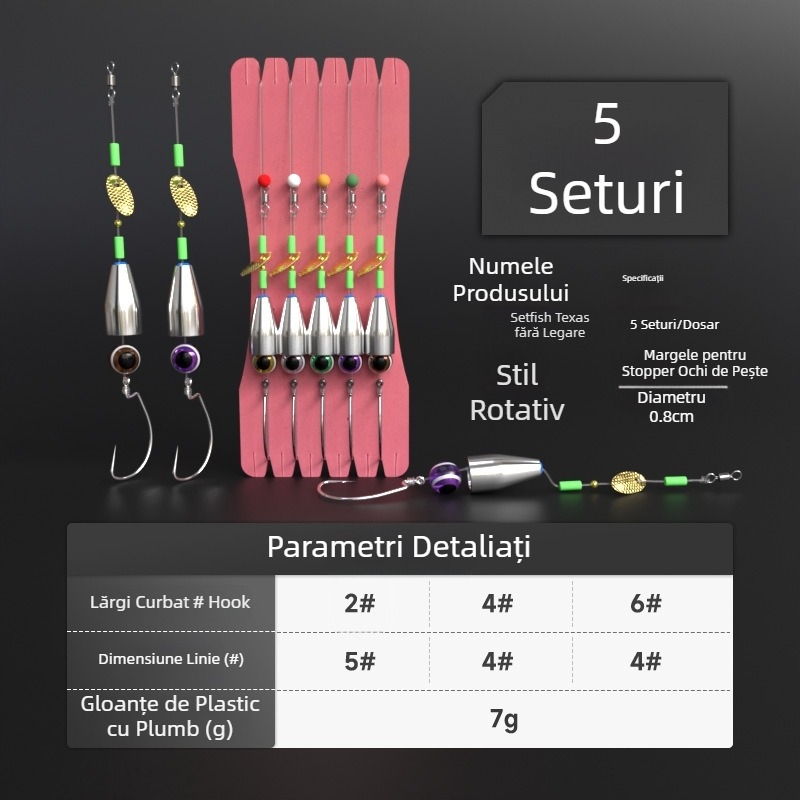 Kit de pescuit Texas Rig realizat manual, cu set inferior anti-înnodare, cârlig Crank, năluci și momeli moi (tip: manual; material: oțel cu carbon; loc de pescuit: rezervor)