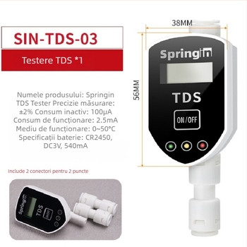 Metru TDS cu afișaj digital - analizor online pentru calitatea apei SIN-TDS-03; Origine: Shenzhen; Elemente de test: -1; Monitorizare în timp real