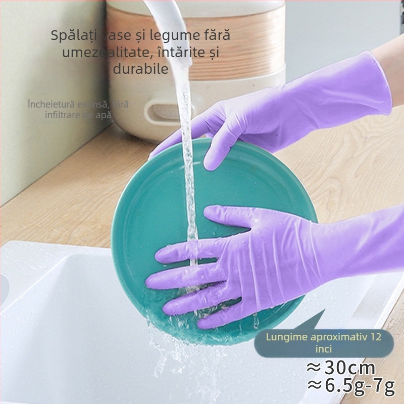 Mănuși nitril pentru treburile casnice și bucătărie; impermeabile, durabile, de unică folosință, de grad alimentar, mansetă extinsă