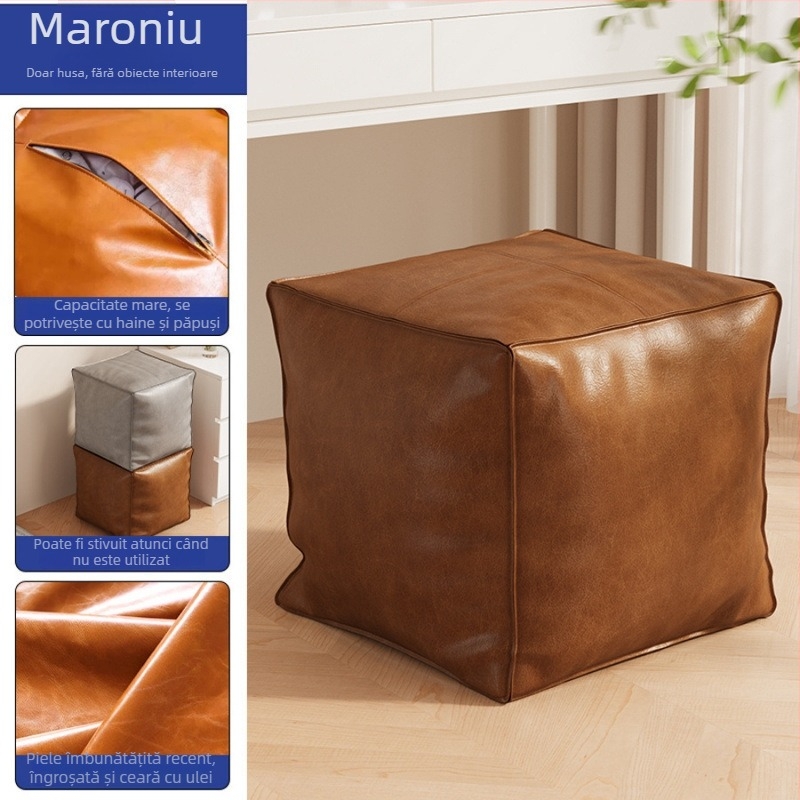 Taburet din piele cu depozitare, stil simplu și modern, mobil