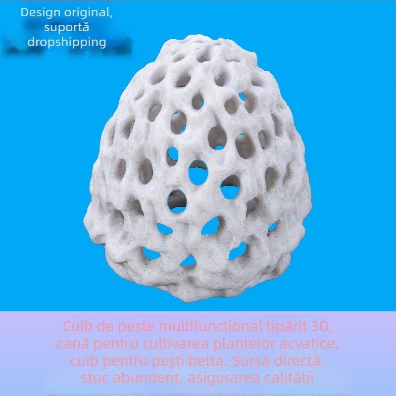 Cuib plastic pentru creveți în acvariu – piatră coral fals imprimată 3D, decor pentru acvariu, cu multe găuri, origine Shandong