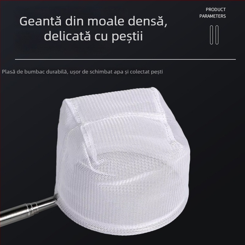 Plasă de pescuit pentru acvariu, din oțel inoxidabil, telescopic, pentru pești ornamentali mici (guppy, betta) – design 3D lucrat manual