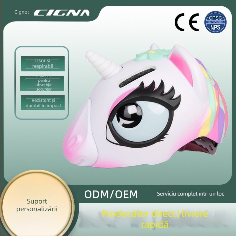 Cască de bicicletă pentru copii, model unicorn, EPS+PC, reglabilă