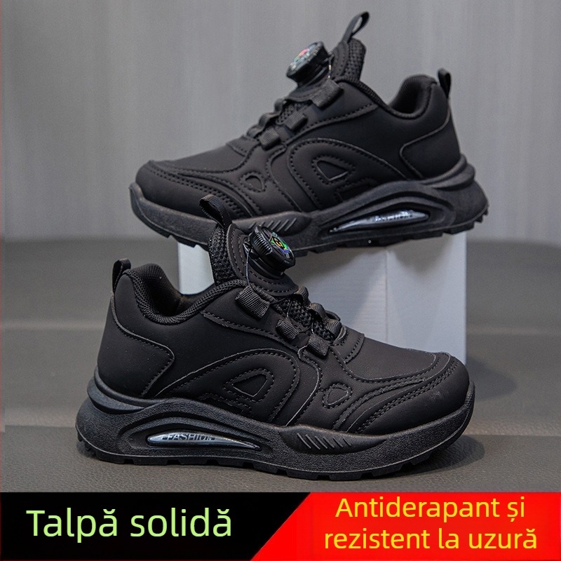 Pantofi sport pentru copii - unisex, închidere cu buton rotativ, partea superioară din piele artificială, talpă din cauciuc, primăvară–toamnă