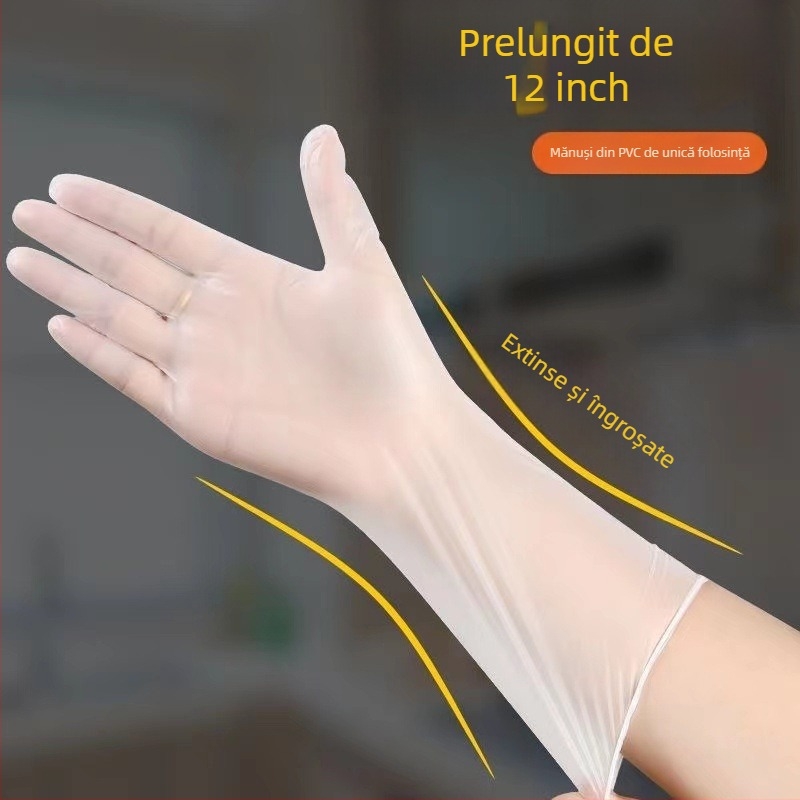 Mănuși de unică folosință din PVC, de calitate pentru alimente, impermeabile la apă și ulei, grosime 4.5 silk, compatibile cu ecranul tactil