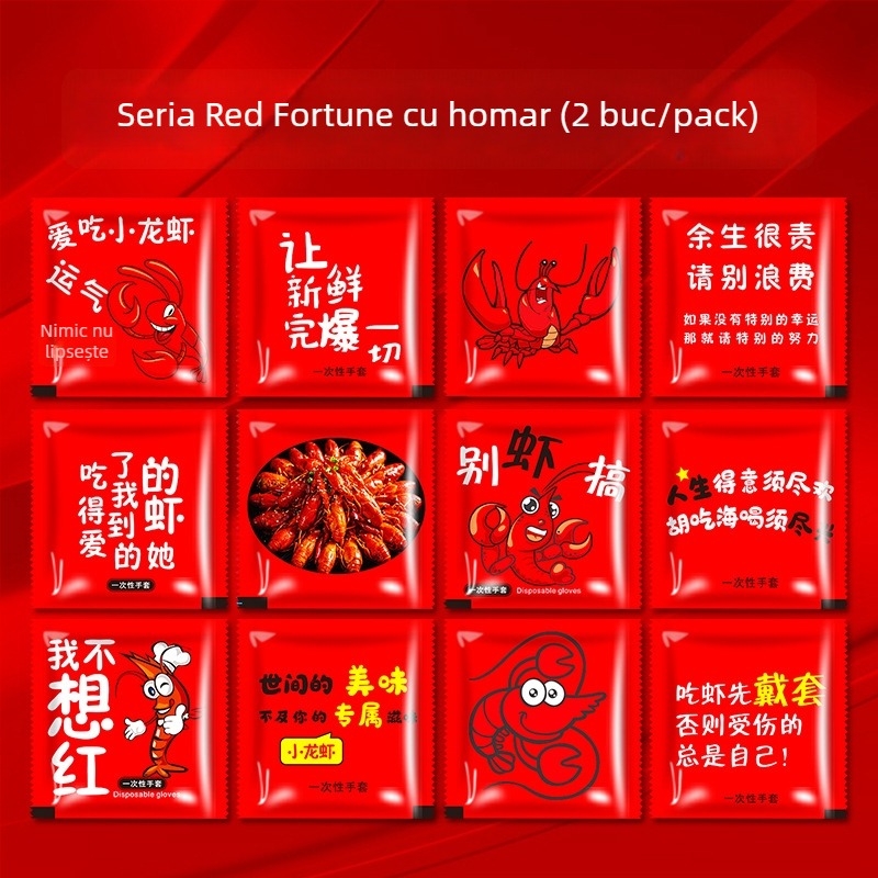 Mănuși de unică folosință pentru alimentație, din plastic, rezistente la grăsimi, ambalate individual, grosime 0,5 mm, durată de valabilitate 2 ani