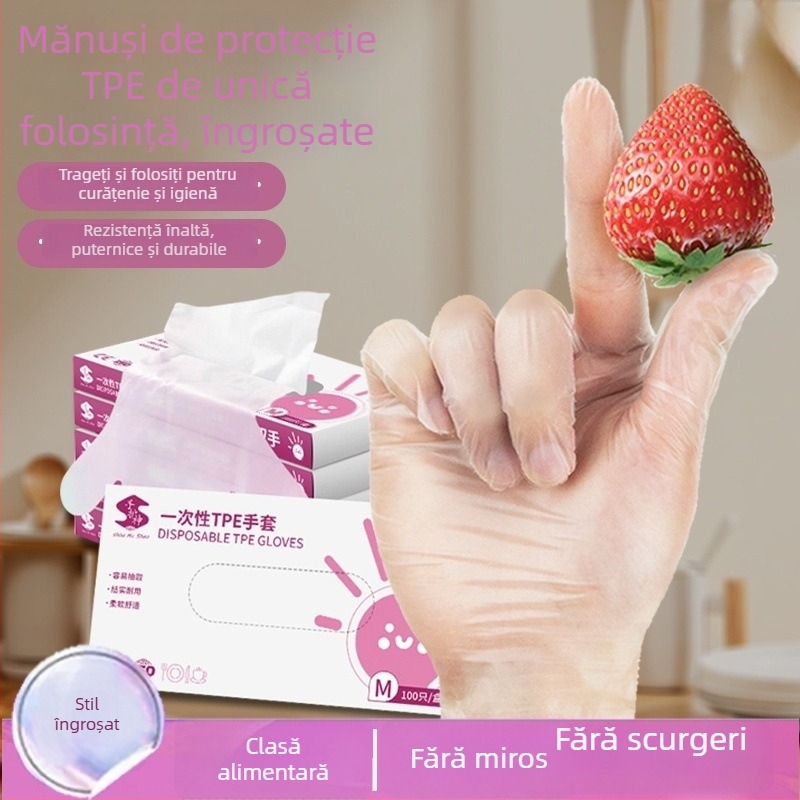 Mănuși de unică folosință, TPE, alimentare, nitril, îngroșate, impermeabile și rezistente la ulei, pentru bucătărie