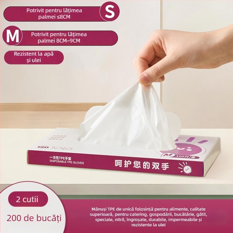 Mănuși de unică folosință, TPE, alimentare, nitril, îngroșate, impermeabile și rezistente la ulei, pentru bucătărie