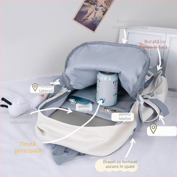 Rucsac gimnazial, material Oxford, respirabil, impermeabil, rezistent la uzură, bretele cu pernă de aer