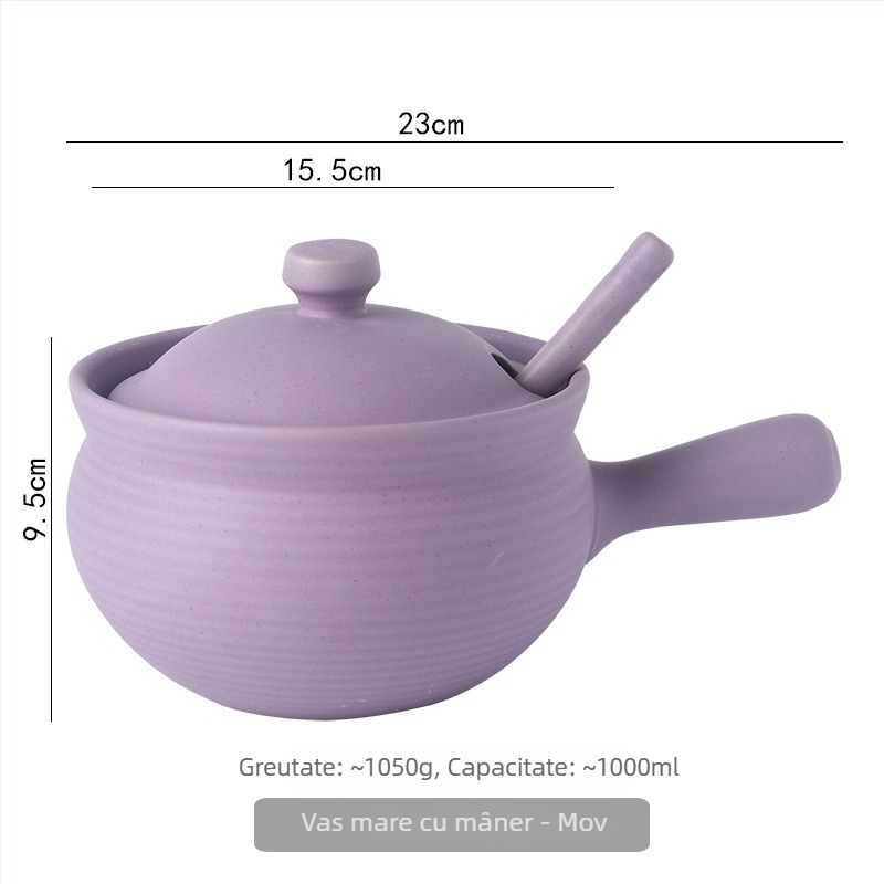 Borcan ceramic de ulei cu capac și linguriță, stil japonez pentru condimente lichide, rezistent la temperaturi înalte, personalizare disponibilă