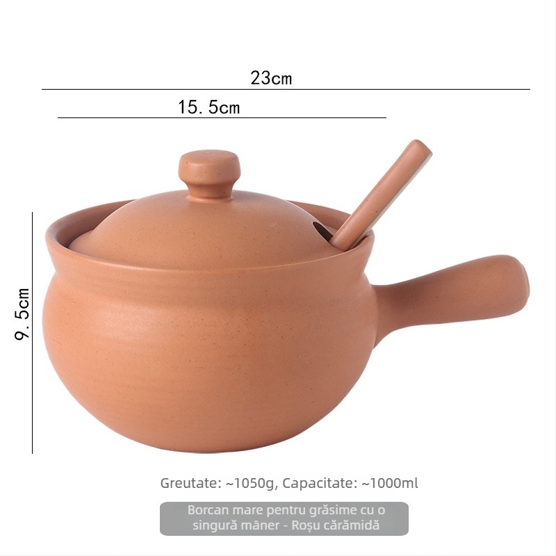 Borcan ceramic de ulei cu capac și linguriță, stil japonez pentru condimente lichide, rezistent la temperaturi înalte, personalizare disponibilă
