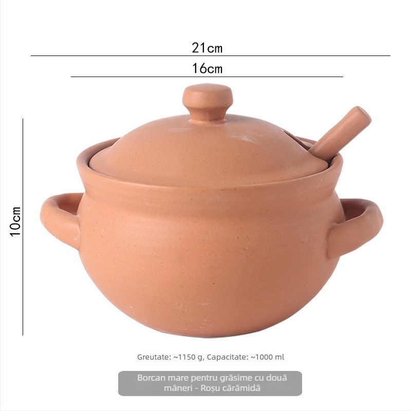 Borcan ceramic de ulei cu capac și linguriță, stil japonez pentru condimente lichide, rezistent la temperaturi înalte, personalizare disponibilă