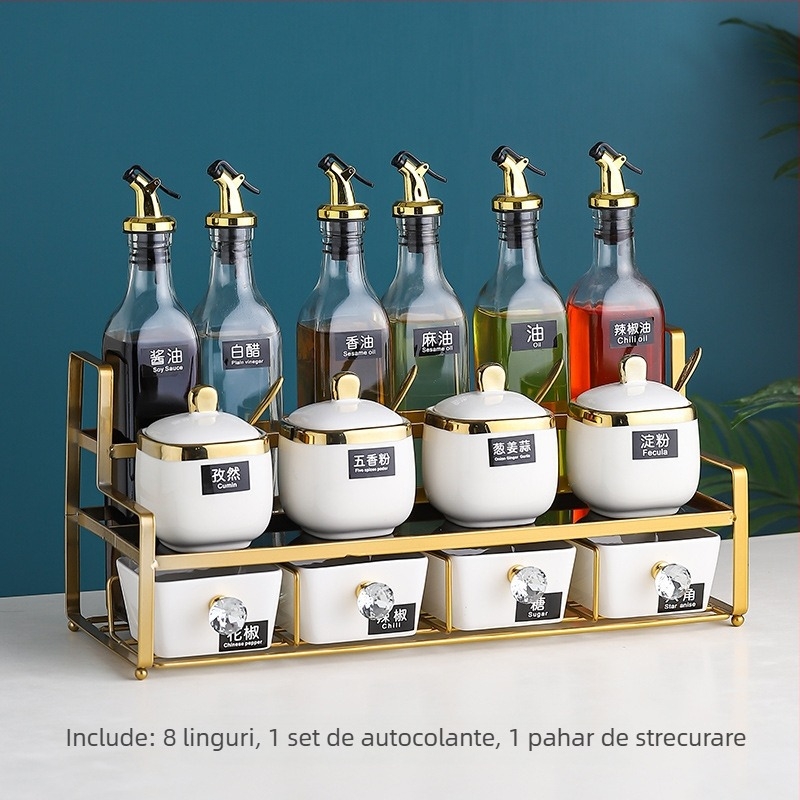 Set ceramic de borcane pentru condimente — pentru ulei, sare, sos și oțet