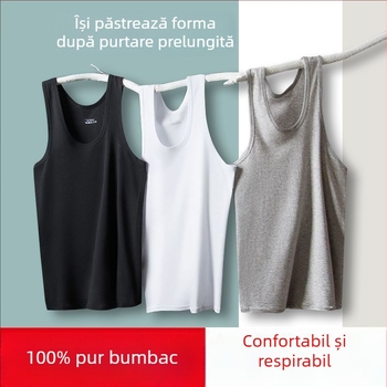 Vesta din bumbac pentru bărbați, 90–95% bumbac, guler rotund, grosimea țesăturii 181–200 g/m²