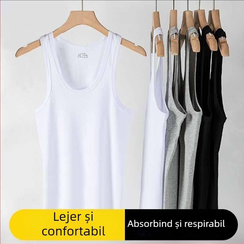 Vesta din bumbac pentru bărbați, 90–95% bumbac, guler rotund, grosimea țesăturii 181–200 g/m²