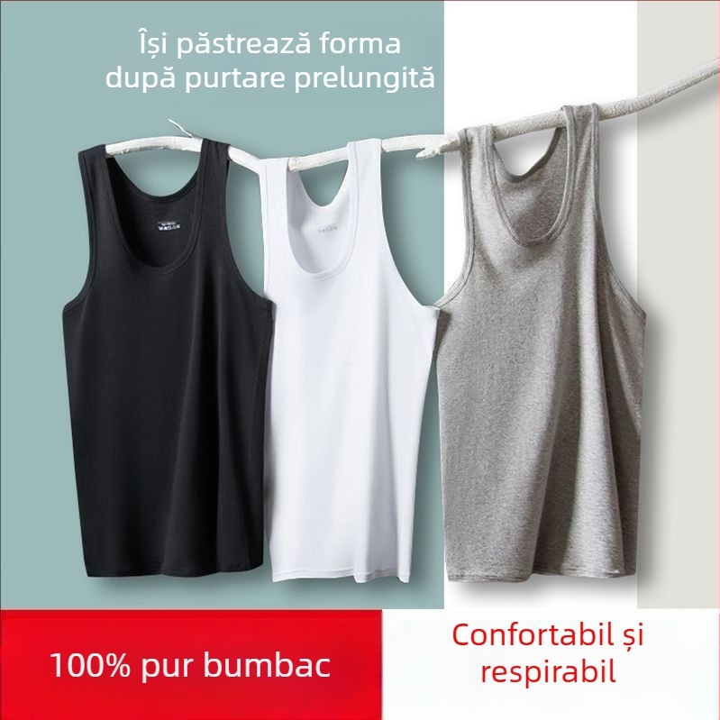 Vesta din bumbac pentru bărbați, 90–95% bumbac, guler rotund, grosimea țesăturii 181–200 g/m²