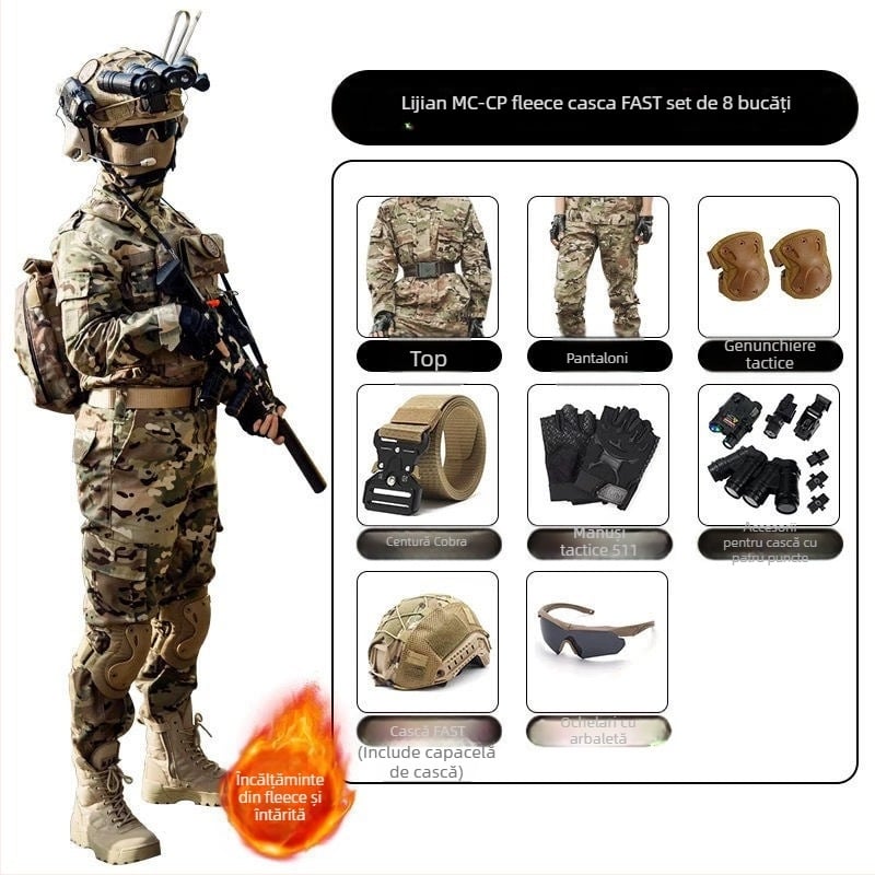 Costum camuflaj pentru copii pentru antrenament militar – amestec de fibre sintetice, impermeabil, rezistent la vânt, imprimeu camuflaj, toamnă, unisex