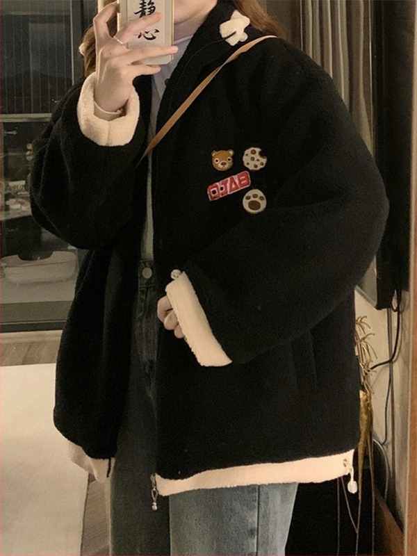 Palton de iarnă pentru femei cu guler din blană, fermoar, lungime medie, croială lejeră, mâneci lungi