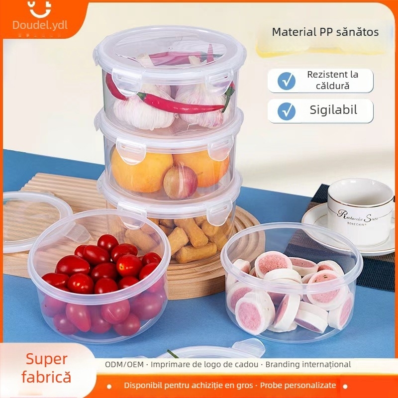Cutie rotundă de depozitare pentru alimente, din plastic alimentar, etanșă, Yidelle