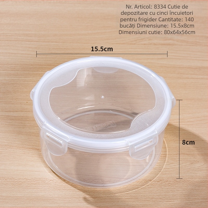 Cutie rotundă de depozitare pentru alimente, din plastic alimentar, etanșă, Yidelle