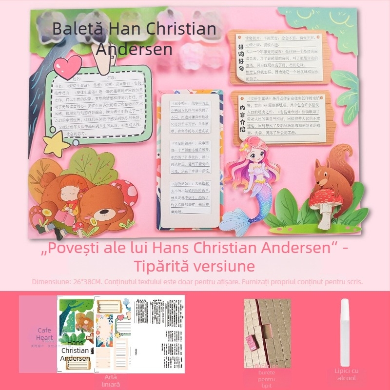 Card de recomandare a cărților - Șablon semi-finisat pentru pictură, lucrare manuală, patru cărți ilustrate educaționale celebre