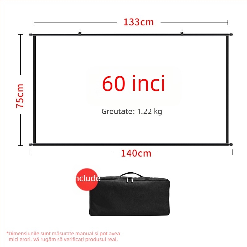 Ecran de proiecție VEIDADZ, Anti-Glare, 16:9, pe podea, detașabil, portabil