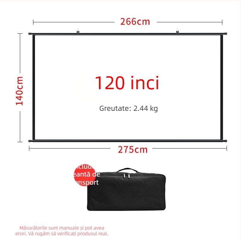 Ecran de proiecție VEIDADZ, Anti-Glare, 16:9, pe podea, detașabil, portabil