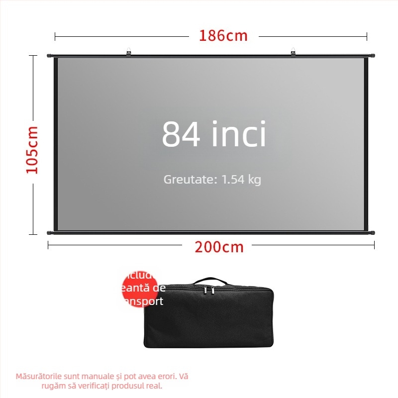 Ecran de proiecție VEIDADZ, Anti-Glare, 16:9, pe podea, detașabil, portabil