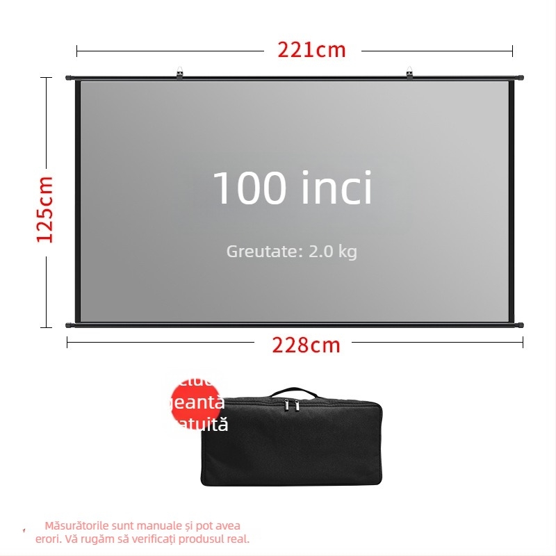 Ecran de proiecție VEIDADZ, Anti-Glare, 16:9, pe podea, detașabil, portabil