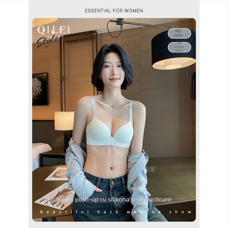 Sutien nylon, cupă 3/4, fără inel metalic, cupă turnată cu margine superioară subțire și margine inferioară mai groasă, bretele fixe dublu, închidere în spate cu trei rânduri