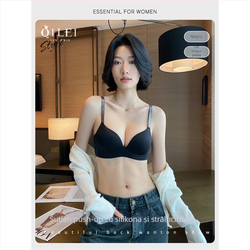 Sutien nylon, cupă 3/4, fără inel metalic, cupă turnată cu margine superioară subțire și margine inferioară mai groasă, bretele fixe dublu, închidere în spate cu trei rânduri