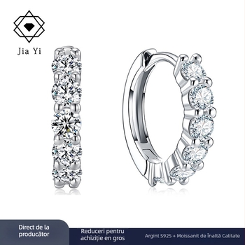 Cercei Moissanite din S925 | stil luxos, cercei hoops în stil Ins, tăietură rotundă briljantă, formă geometrică