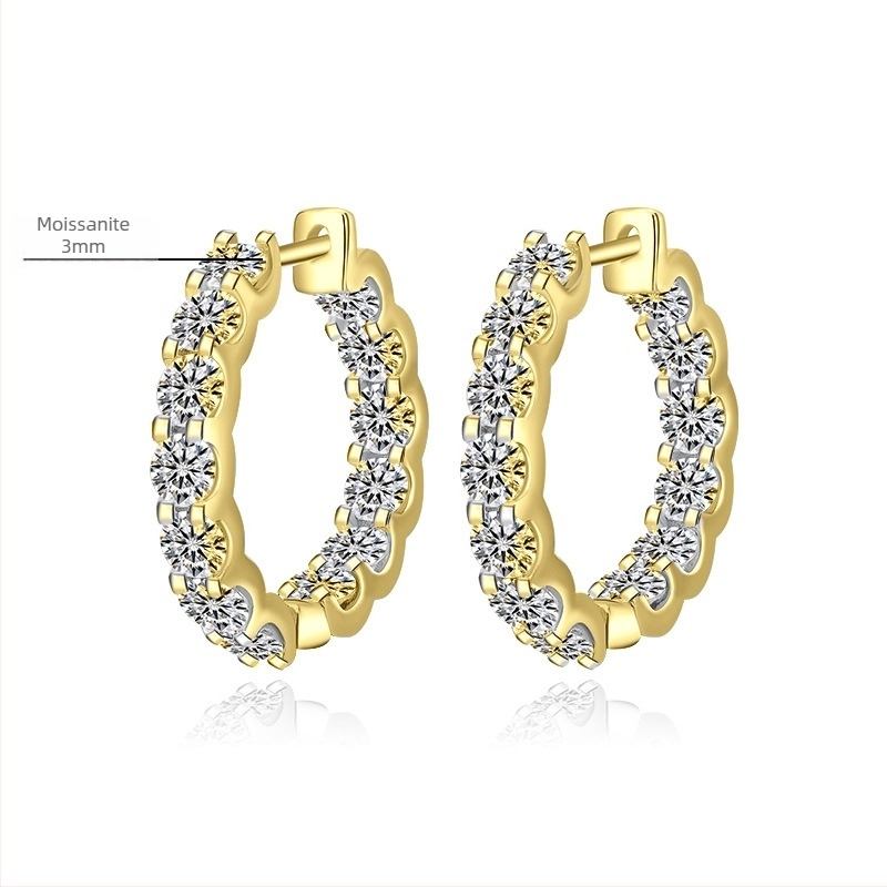 Cercei argintii S925, piatră sintetică din carbon-siliciu, tăietură cu opt inimi și opt săgeți