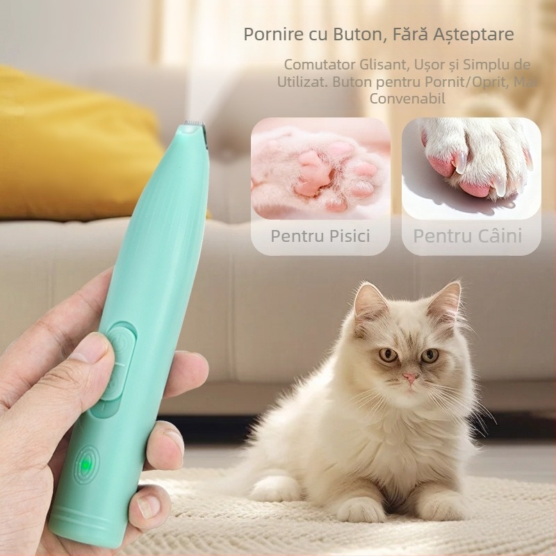 Mașină de tuns pentru animale de companie, reîncărcabilă, tăiere silențioasă a părului de pe labele câinilor și pisicilor
