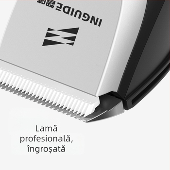 Aparat de tuns păr electric fără fir — baterie încorporată, lamă ceramică, motor cu perii, rezistent la apă, complet lavabil