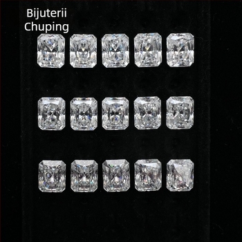 Inel Moissanit, tăietură Radiant, claritate VVS, piatră principală geometrică, bijuterii ușor luxoase