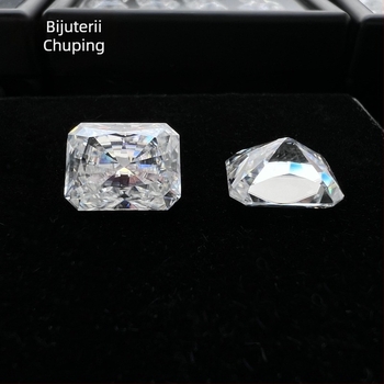 Inel Moissanit, tăietură Radiant, claritate VVS, piatră principală geometrică, bijuterii ușor luxoase