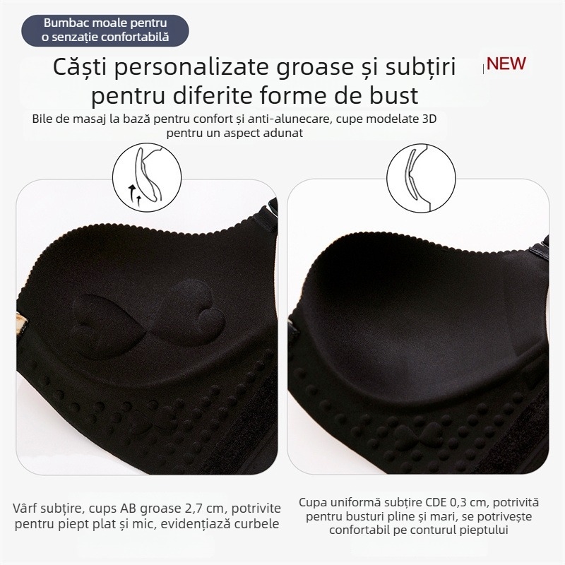 Sutien leopard cu închidere frontală, push-up, cupă 3/4, cupă subțire modelată, material respirabil din nylon-spandex