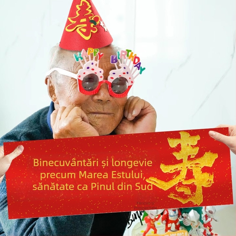 Prop banner de ziua bătrânilor – banner purtat în mână, ședință foto, atmosferă ceremonială, stil chinezesc, material pânză (Material: Pânză; Stil: Chinezesc; Utilizare: Ziua de naștere; Categoria: Decor de amplasare)
