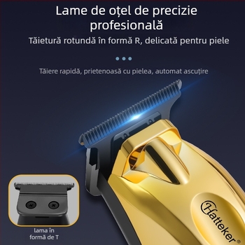Hatteker Aparat de tuns electric, reîncărcabil, cu lamă din oțel inoxidabil, baterie încorporată 1200-2000mAh, autonomie 3-6 ore, lamă lavabilă