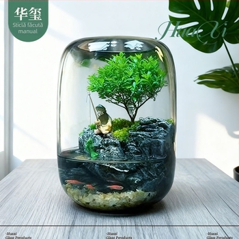 Vază de birou pentru micro-peisaj cu plante — sticlă obișnuită, Brand: Enlightenment Source, Ambalare carton, Așezare pe suprafață, Mărci private disponibile