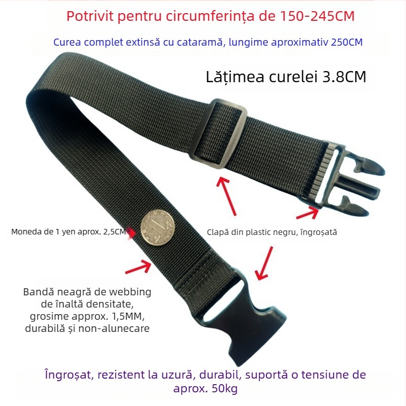 Bandă cu cataramă pentru bagaje – curea de fixare pentru împachetare și extindere a valizelor, 1000D polipropilenă, toamna 2024