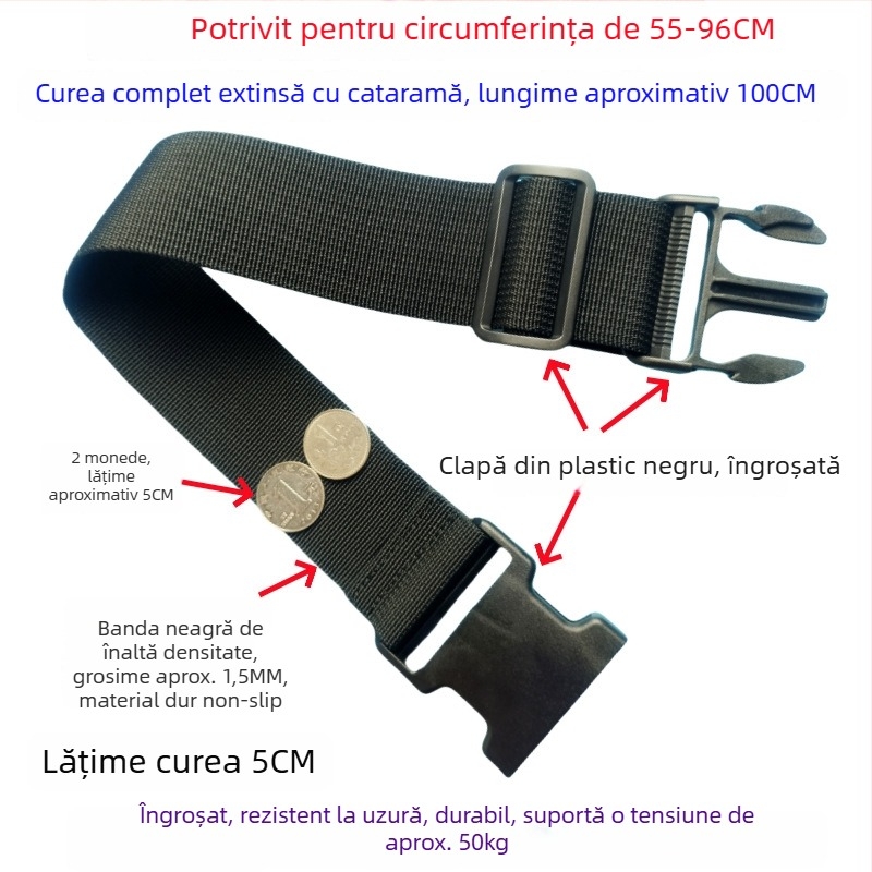 Bandă cu cataramă pentru bagaje – curea de fixare pentru împachetare și extindere a valizelor, 1000D polipropilenă, toamna 2024