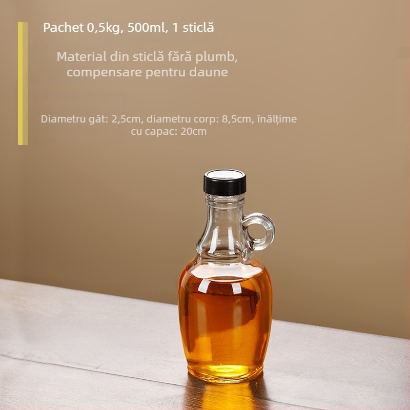 Sticlă din sticlă pentru ulei cu capac etanș, alimentară, pentru ulei de susan și ulei de ceai, cu deschidere și închidere automate