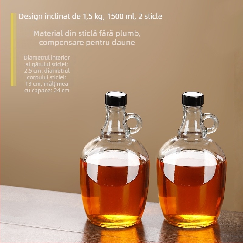 Sticlă din sticlă pentru ulei cu capac etanș, alimentară, pentru ulei de susan și ulei de ceai, cu deschidere și închidere automate